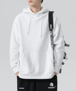 Basic Casual Hoodie in White